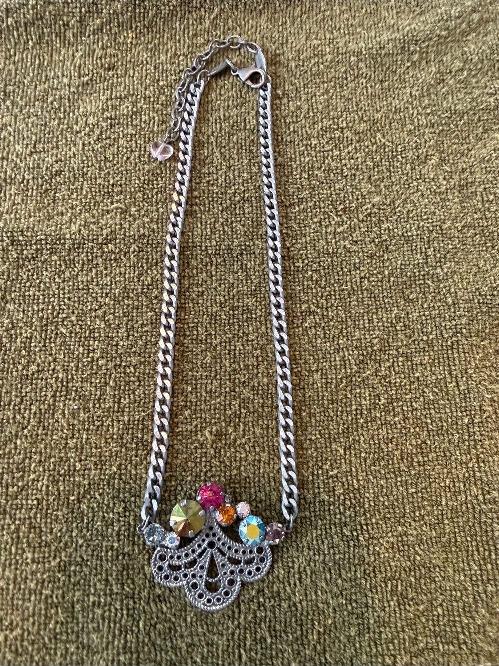 Sabika Multicolor Crystal Accent Silver-Tone Necklace.